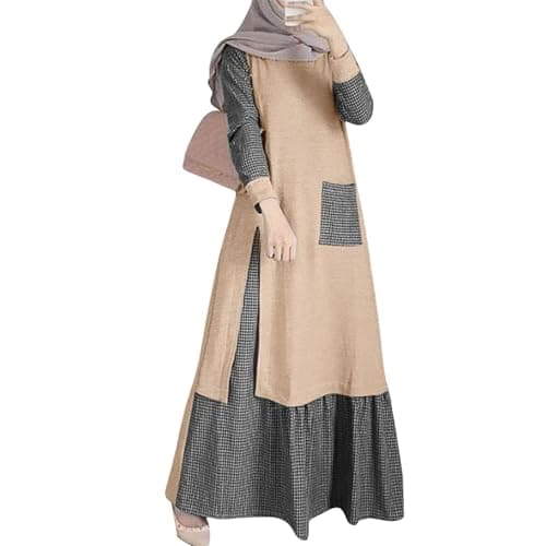 KUIOLYPOER Women's Pakistani Kaftan Abaya, Muslim Dress for Prayer and Dubai Outfits