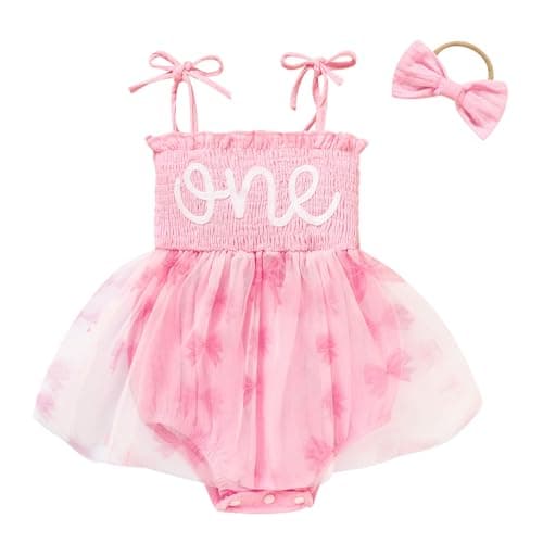 TITKKOP Baby Girl 1st Birthday Tulle Romper Sleeveless Bodysuit Cake Smash Outfits