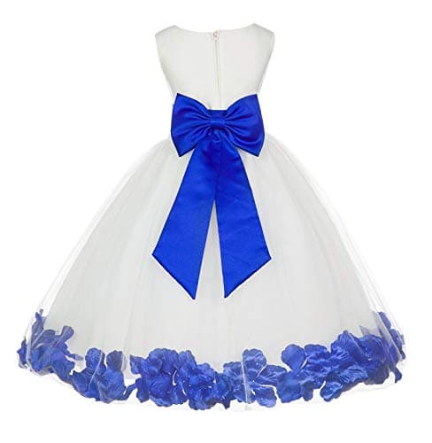Ekid's Bridal Ivory Tulle Floral Petals Toddler Girl Dress 302T