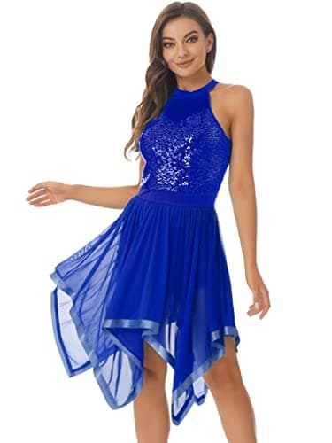Women's Sleeveless Halter Neck Sequin Dance Costume