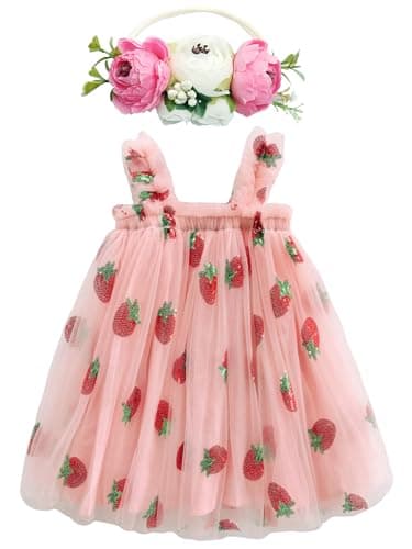 Rainbow Tutu Dress with Flower Headband for Toddlers