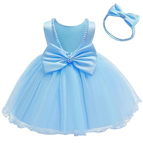 Baby Girls Ruffle Lace Backless Dress with Headwear