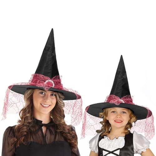 Century Star Kids Witch Hat - Halloween Lace Hat for Girls Youth Teens Cosplay