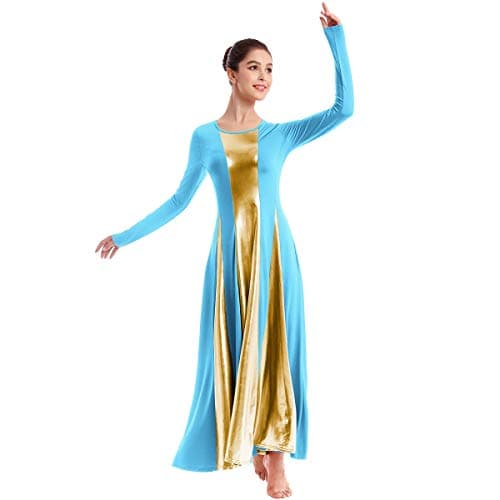 IBAKOM Women's Liturgical Praise Dance Dress Loose Fit Long Sleeve