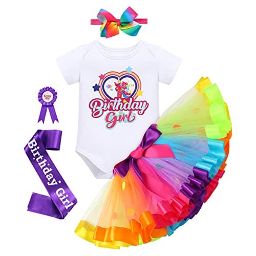 ODASDO Boho Rainbow Birthday Tutu Outfit for Baby Girl Toddler