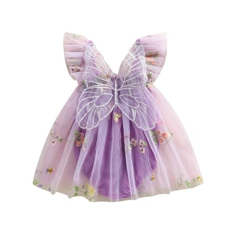 Shibaozi Toddler Flower Butterflies Sleeveless Romper Dress