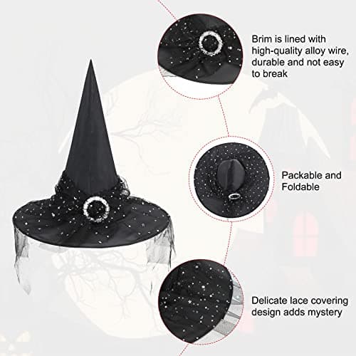 Zando Lace Witch Hat for Women | Halloween Cosplay & Decoration