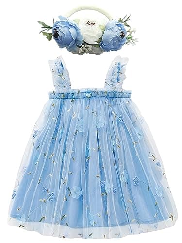 Rainbow Tutu Dress with Flower Headband for Toddlers