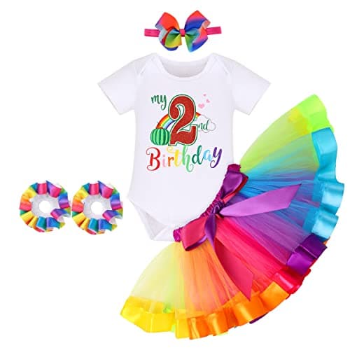 IDOPIP Rainbow Tutu Watermelon Romper for Baby Girls' 1st Birthday
