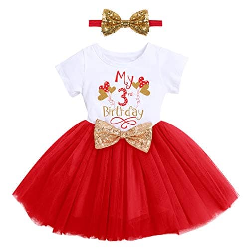 ODASDO Baby Girl 1st/2nd/3rd Birthday Princess Tulle Dress with Headband