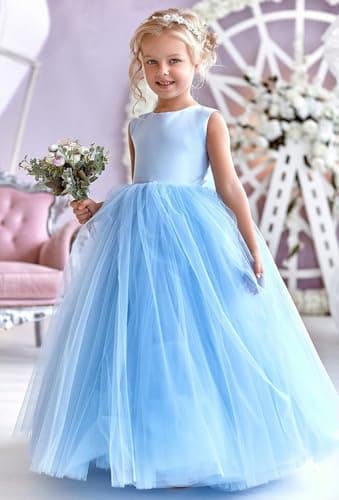 MCieloLuna Flower Girl Satin Tulle Wedding & Communion Dresses