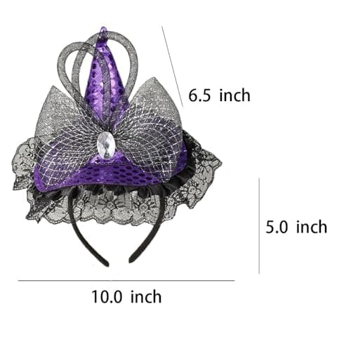 Soochat Women's Witch Hat Headband - Mini Wizard Hat for Dress-Up Parties