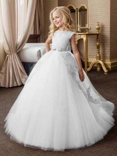 ABAO SISTER Lace Puffy Tulle Flower Girl Dress for Pageant
