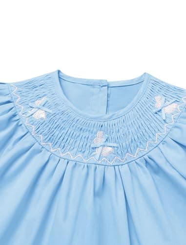 ODASDO Toddler Girls Easter Bunny Embroidery Short Sleeve Dress