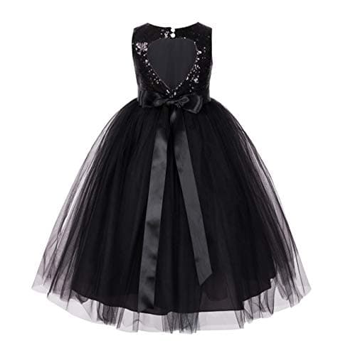 ekidsbridal Heart Cutout Sequin Flower Girl Dress