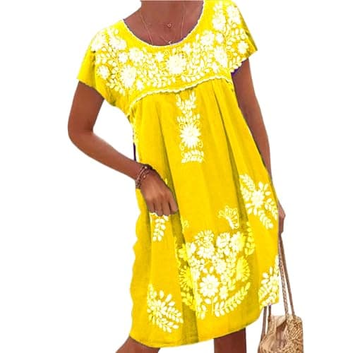 Melliflo Loose Floral Embroidered Dress for Women