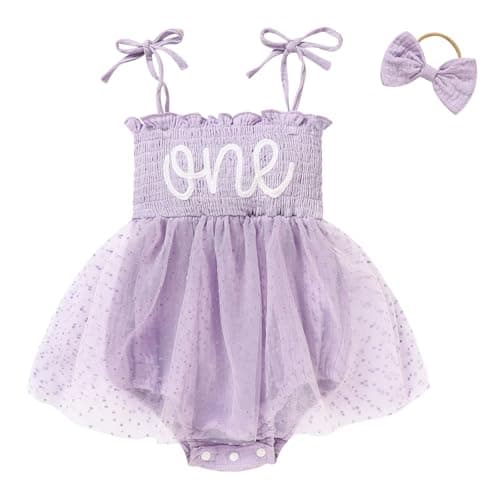 TITKKOP Baby Girl 1st Birthday Tulle Romper Sleeveless Bodysuit Cake Smash Outfits