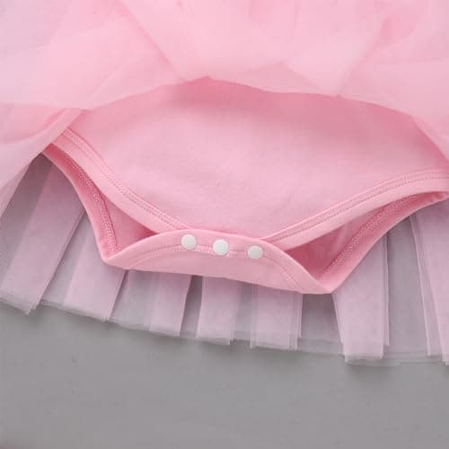 ODASDO Baby Girl First Birthday Lace Floral Cotton Tutu Dress with Headband