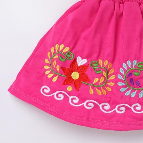 ABAFIP Mexican Toddler Girls Floral Embroidery Fiesta Dress