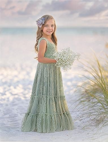 Lace Boho Toddler Girl Dresses for Wedding, Garden Party, Holiday, Communion