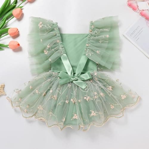 ODASDO Baby Girl Floral Tulle Tutu Romper Dress for First Birthday Cake Smash