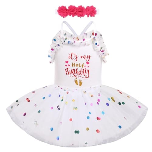 Baby Girl 6-Month Birthday Party Dress with Flower Headband - Summer Outfit