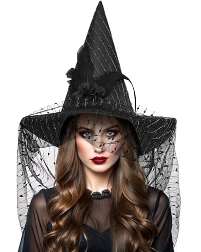 Black Witch Hat for Adult Women Halloween Costume Party Accessories