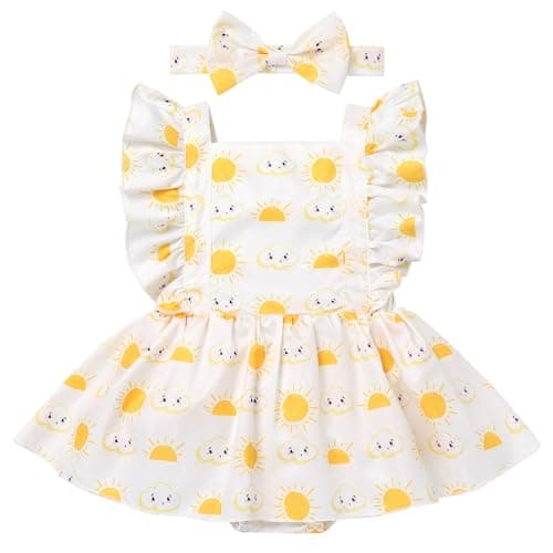 Newborn Infant Baby Girl Romper Dress with Headband Set