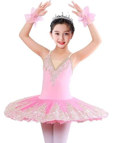 ORIDOOR Girl's Lace Sequin Tutu Skirted Leotard Ballet Costume