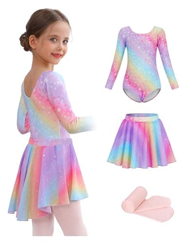 Mecceos Girls' Ballet Leotard Combo with Skirt & Tights