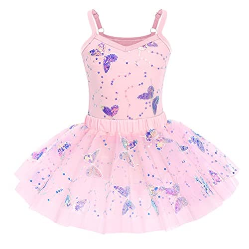 Girls' Sparkly Butterfly Ballet Leotard with Tutu Skirt