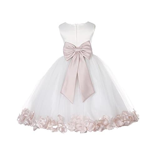 Ekid's Bridal Ivory Tulle Floral Petals Toddler Girl Dress 302T