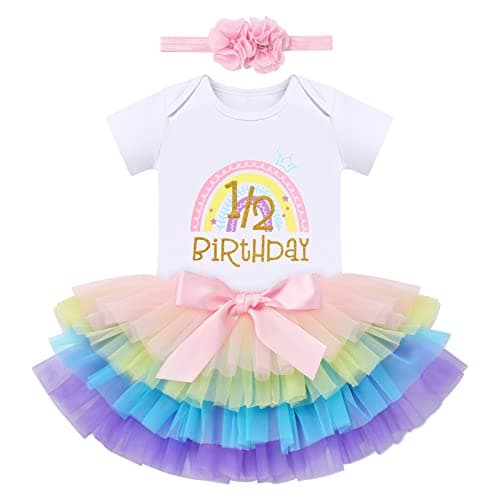 ODASDO Baby Girl Boho Rainbow 1st 2nd Birthday Cake Smash Outfit