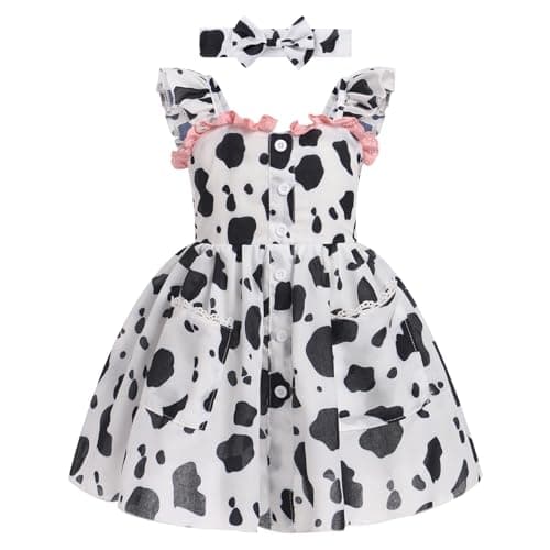 Toddler Girls Summer Printed Dress with Headband 2pc Set