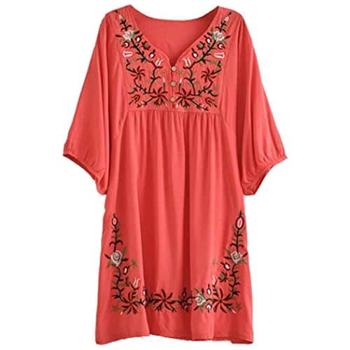 Kafeimali Summer V-Neck Mexican Embroidered Women's Dressy Tops