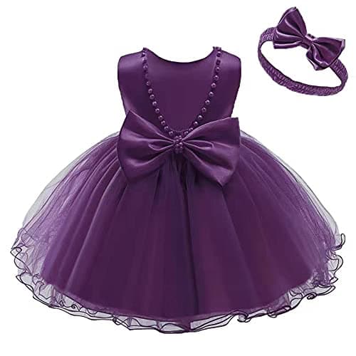 Baby Girls Ruffle Lace Backless Dress with Headwear