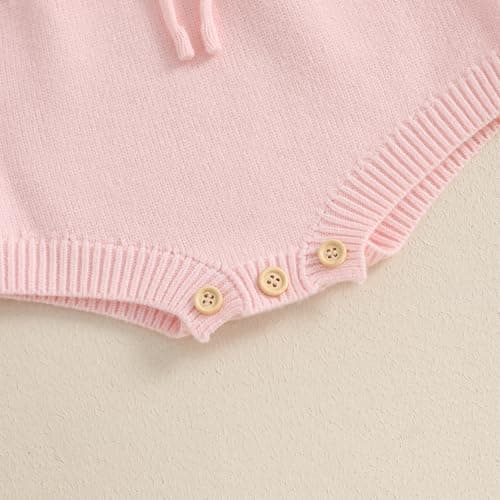 SYOKUP First Birthday Girl Romper Floral Embroidered Crochet Knit Outfit