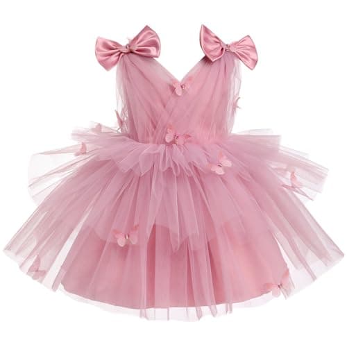 IMEKIS Toddler Girls Rainbow Butterfly Birthday Tutu Dress