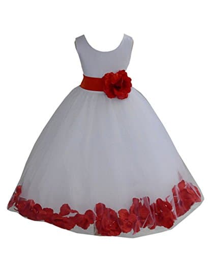 ekidsbridal White Floral Rose Petals Flower Girl Dress