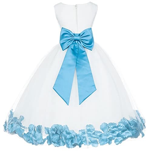 Ekid's Bridal Ivory Tulle Floral Petals Toddler Girl Dress 302T