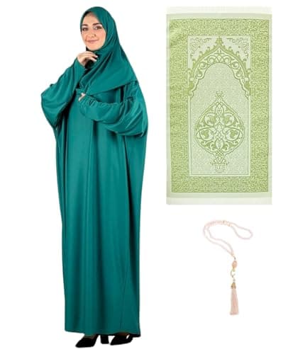 Prien Women's Hijab Rug Tasbih Islamic Prayer Dress for Eid Ramadan
