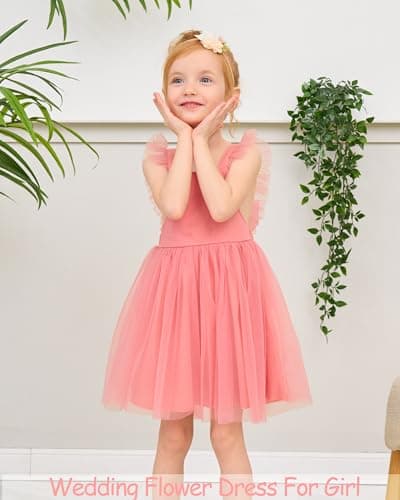 Renotemy Backless Bowknot Flower Dress for Toddler Girls Summer Party
