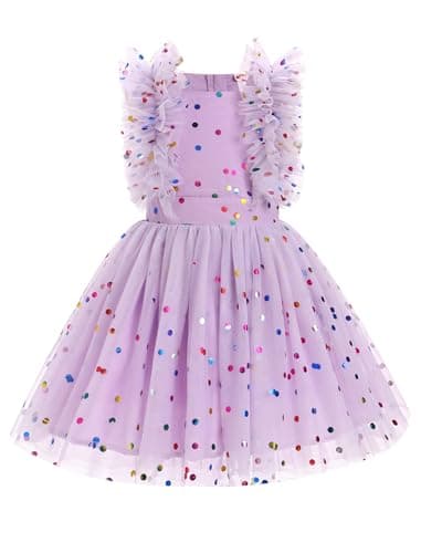 IMEKIS Kids Girls Confetti Birthday Princess Dress 3-10T