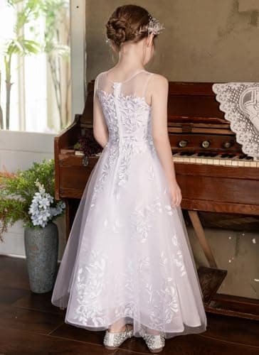 Lace Appliques Humoral Tulle First Communion Dress for Flower Girls Weddings