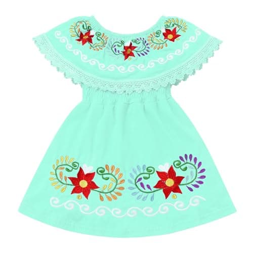ABAFIP Mexican Toddler Girls Floral Embroidery Fiesta Dress