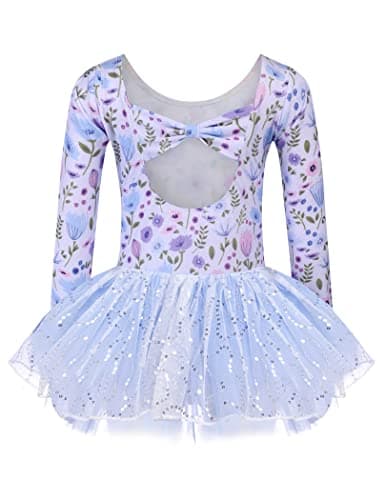 Zaclotre Girls Ballet Long Sleeve Leotards with Tutu Skirt Dance Dress