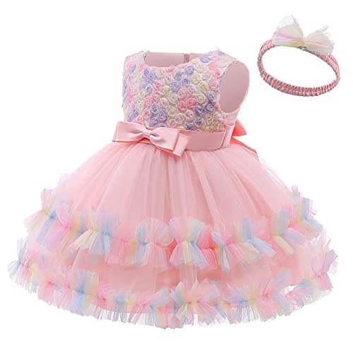 3M-6T Girls Elegant Ruffle Flower Dress for Pageant Party Wedding