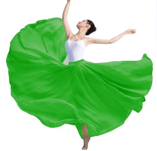 TLMNU Women's Gradient Chiffon Long Swing Skirt for Modern Ballet Performance