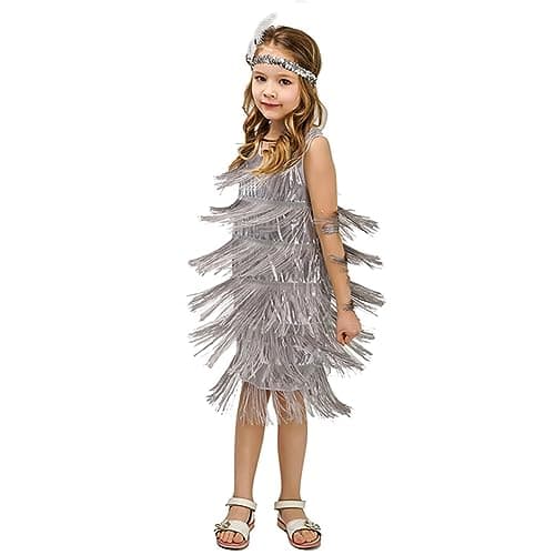ODASDO 1920s Flapper Salsa Latin Dance Costume with Feather Headband