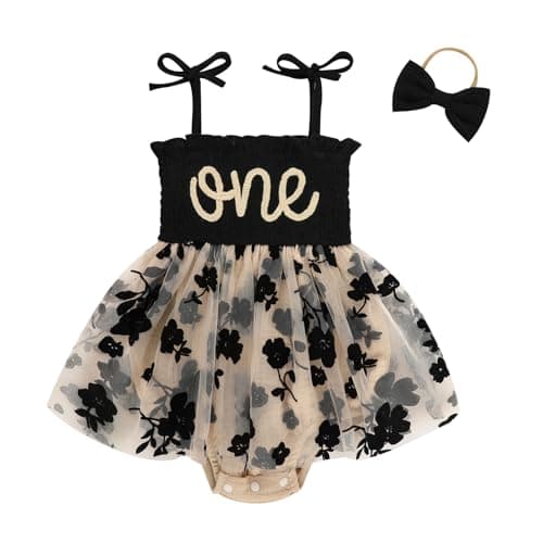 TITKKOP Baby Girl 1st Birthday Tulle Romper Sleeveless Bodysuit Cake Smash Outfits